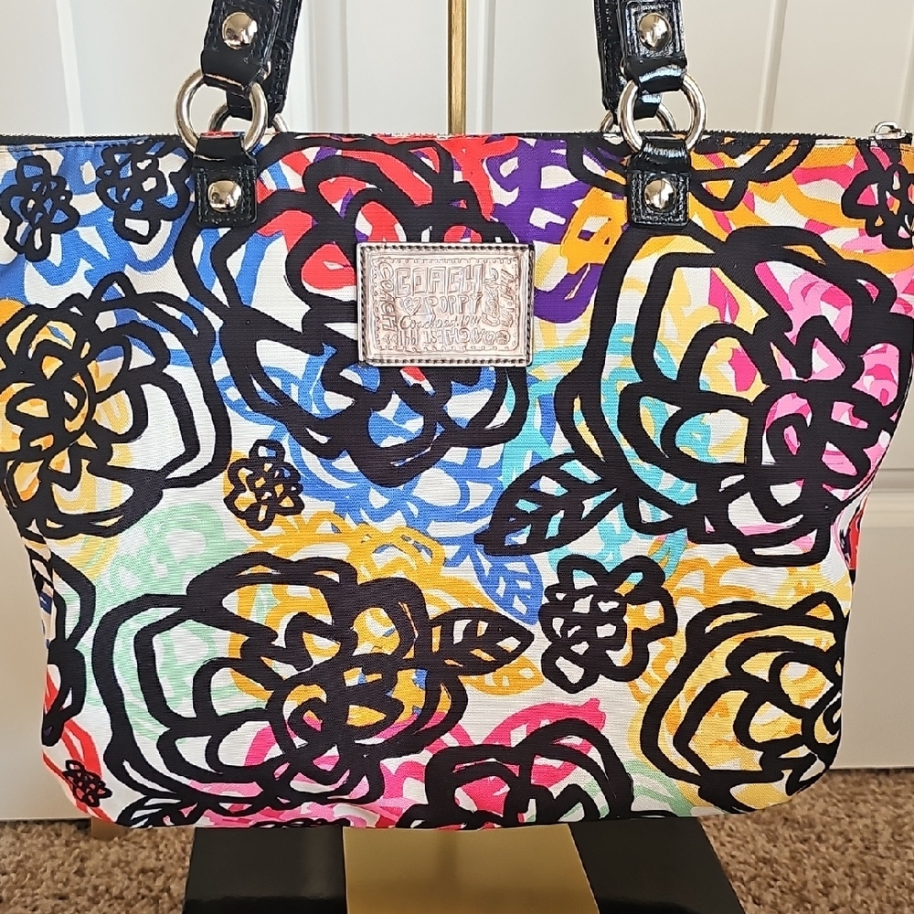 Coach Poppy Graphic Blossom Graffiti Glam Tote - Picture 3 of 16